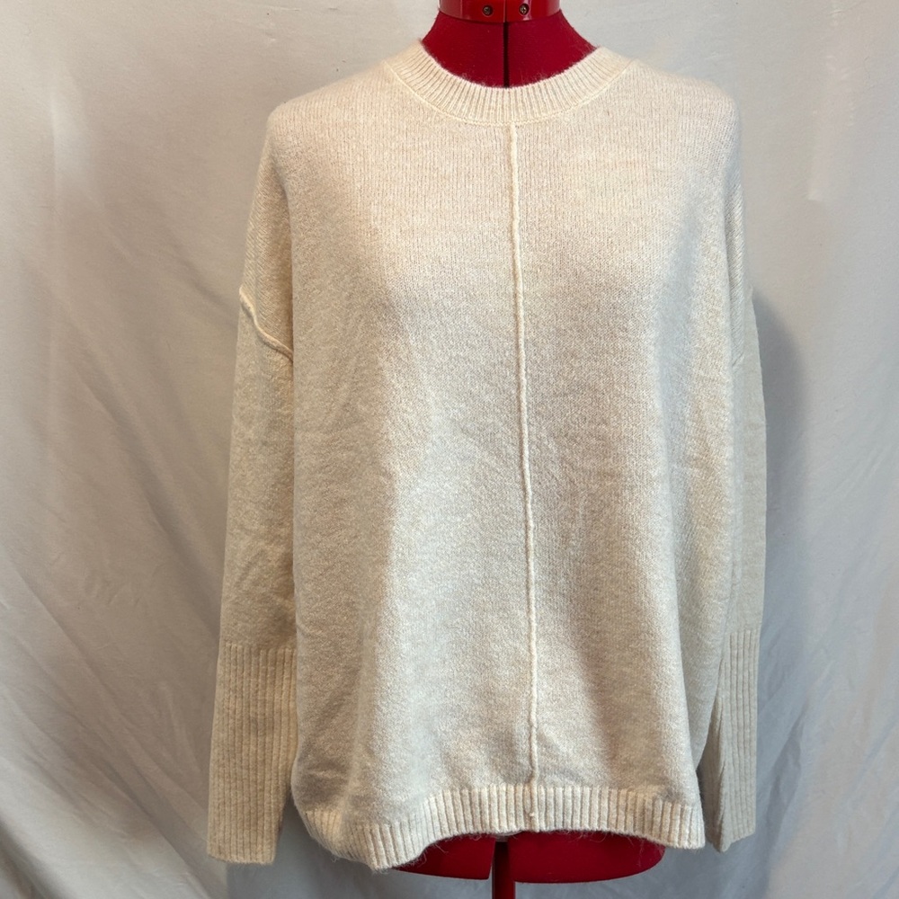Elegant Cream Crew Neck Sweater